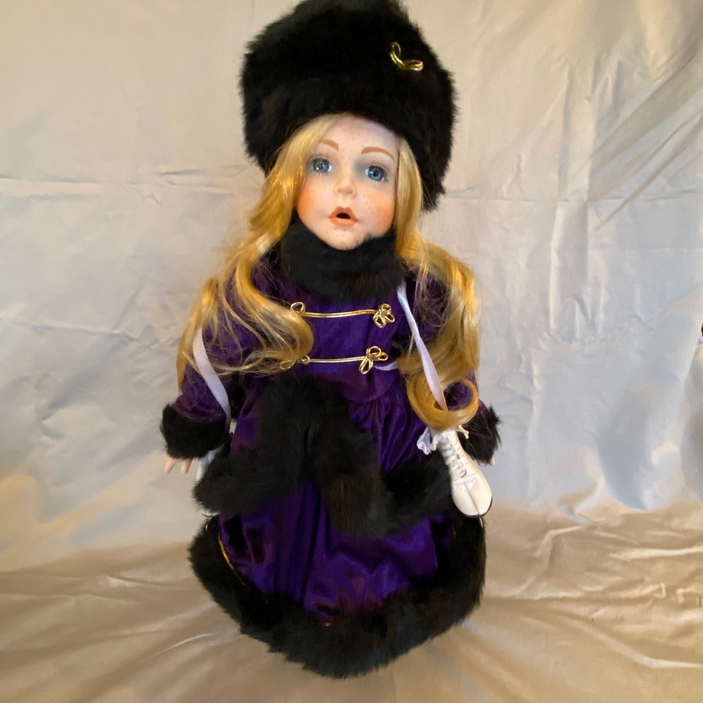 Seymour Mann Connoisseur Collection Porcelain Doll Winter Princess Ice Skater‎